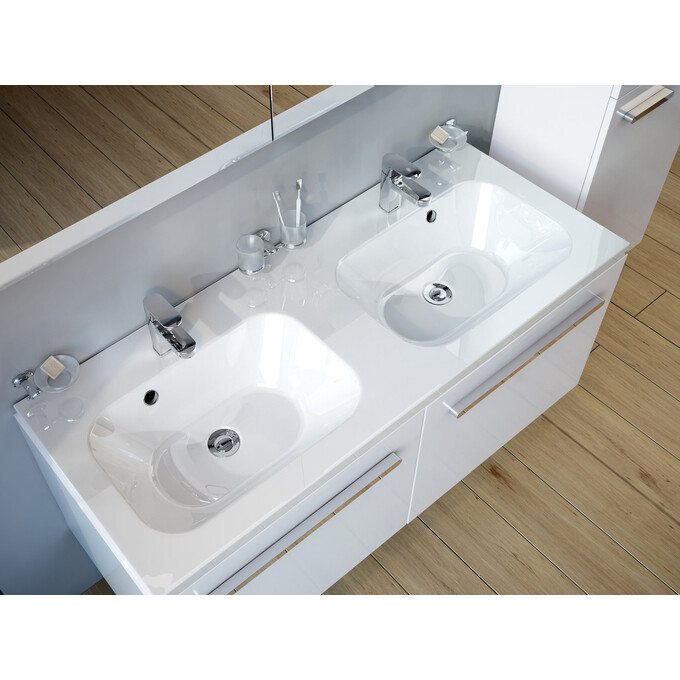 Умывальник Ravak Chrome 1200 XJG01112000 (120x49 см, белый глянцевый, с двумя чашами), фото 2