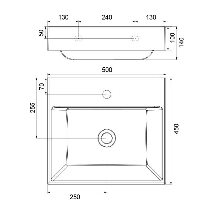 Умивальник Ravak Natural 500 XJO01250000 (50x45 см, білий глянсовий), Доступні розміри: 50 x 45, Колір виробника: білий глянець, фото , изображение 5