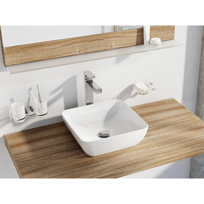 Умывальник Ravak Uni Slim 380 S XJX01138001 (38x38 см, белый глянцевый, чаша), фото 2