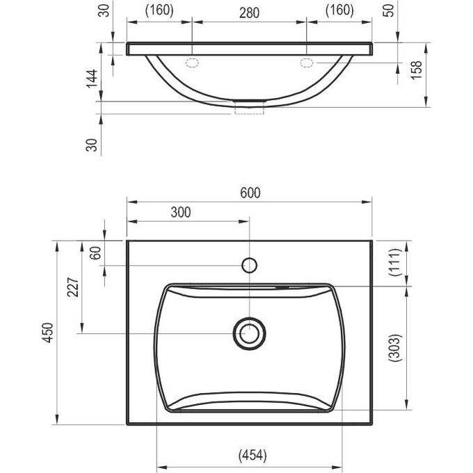 Умивальник Ravak Classic II 800 XJX01180000 (80x45 см, білий глянсовий), Доступні розміри: 80 x 45, Колір виробника: білий глянець, фото , изображение 4