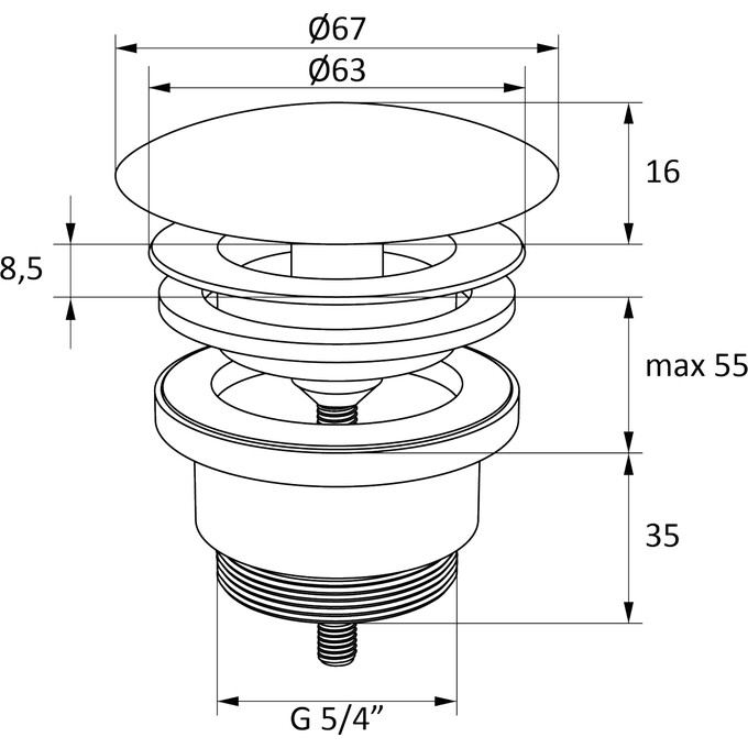 Донный клапан Ravak X01695 (белый, универсальный), фото 5