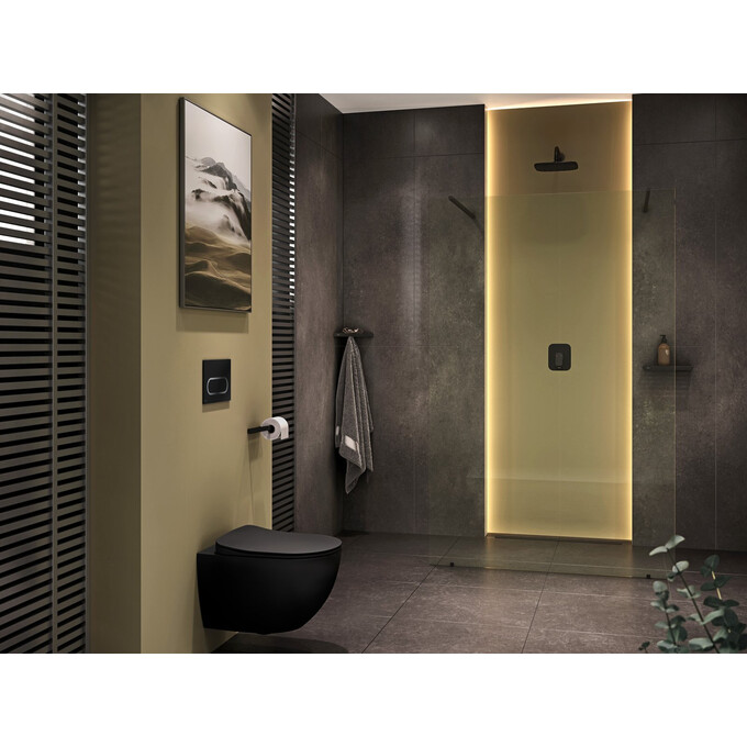 Безободковый подвесной унитаз Ravak Uni Chrome RimOff X01794 (черный матовый, без сиденья), фото 4