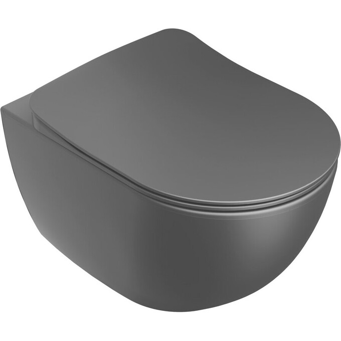 Безободковый подвесной унитаз Ravak Uni Chrome RimOff X01794 (черный матовый, без сиденья), фото 6