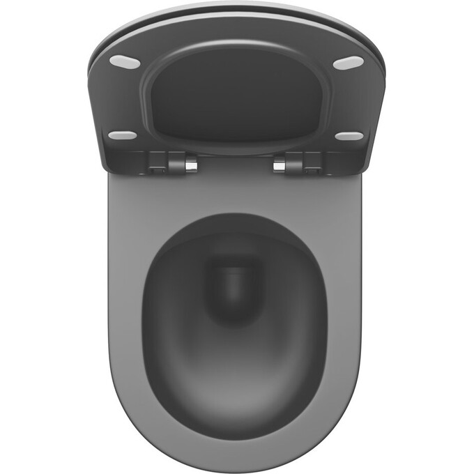 Безободковый подвесной унитаз Ravak Uni Chrome RimOff X01794 (черный матовый, без сиденья), фото 7