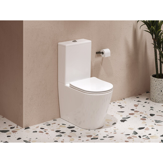 Безободковый унитаз-компакт Ravak Elegant Combi RimOff X01872 (с сиденьем), фото 