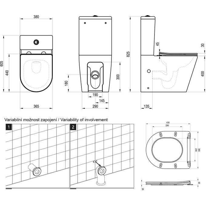 Безободковый унитаз-компакт Ravak Elegant Combi RimOff X01872 (с сиденьем), фото 10