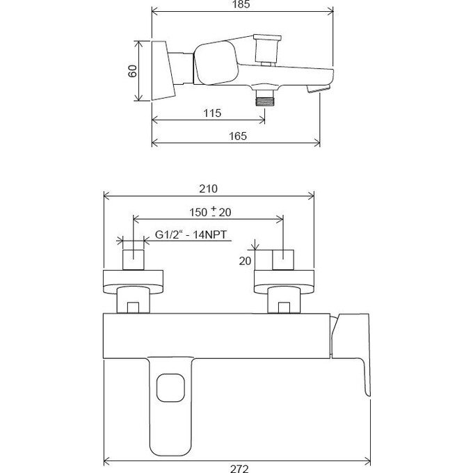 Смеситель для ванны Ravak 10° Free TD F 022.20/150 (X070152, черный), Цвет производителя: черный, фото 8
