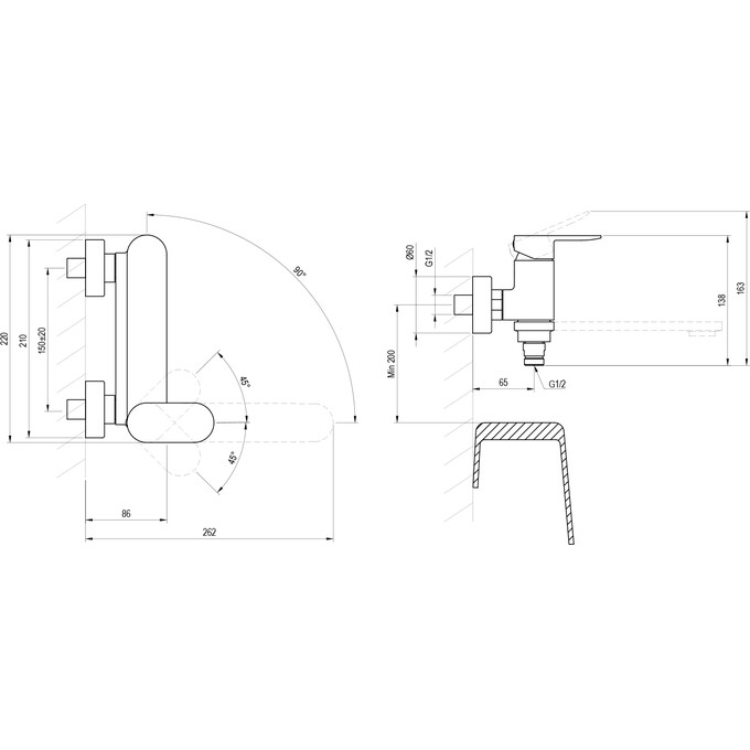 Смеситель для ванны Ravak Chrome II CR II 022.20BL (X070463, черный), Цвет производителя: черный, фото 8