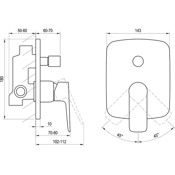 Змішувач прихованого монтажу Ravak Classic CL 061.00 (X070086, внутрішня частина в комплекті), фото , изображение 2