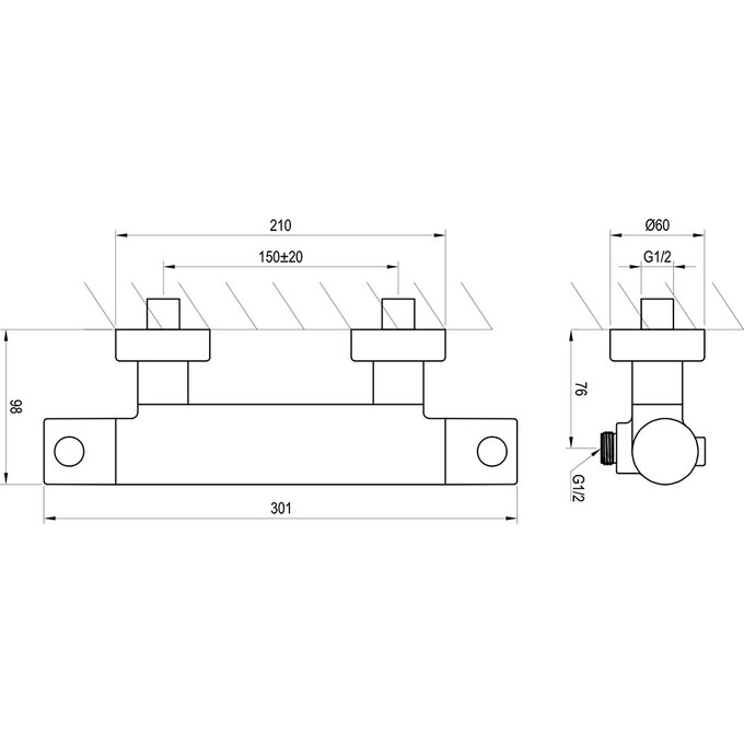 Смеситель для душа с термостатом Ravak Puri PU 033.00CR (X070116), Цвет производителя: хром, фото 13