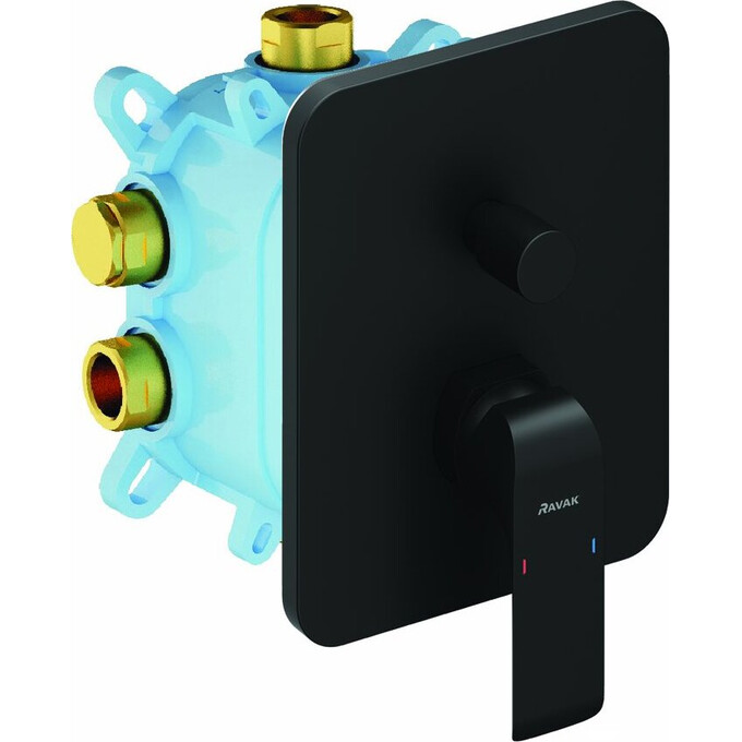 Зовнішня частина змішувача прихованого монтажу для ванни Ravak Flat FL 065.20 (X070179, чорна), Колір виробника: чорний, фото , изображение 5