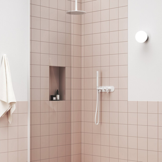 Внешняя часть смесителя скрытого монтажа для ванны Ravak Espirit ES 065.10WV.O2.RB07D+S. (X070250, белая матовая, с лейкой и шлангом), Цвет производителя: белый матовый, фото 2