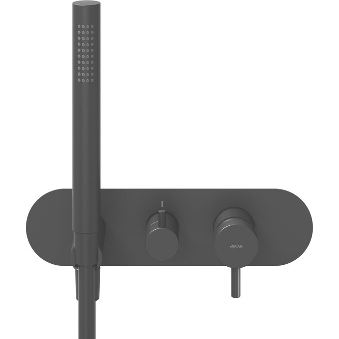 Внешняя часть смесителя скрытого монтажа для ванны Ravak Espirit ES 065.20BLM.O2.RB07D+S. (X070287, черная матовая, с лейкой и шлангом), Цвет производителя: черный матовый, фото 4