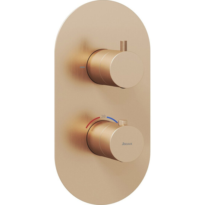 Внешняя часть смесителя скрытого монтажа с термостатом для ванны Ravak Espirit ES 063.60RGB.O2.RB07C (X070360, брашированное розовое золото), Цвет производителя: брашированное розовое золото, фото 