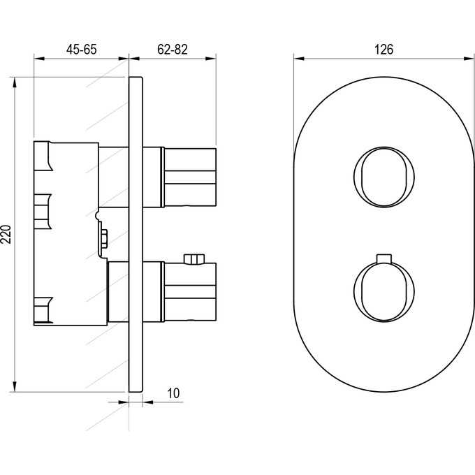 Внешняя часть смесителя скрытого монтажа с термостатом для ванны Ravak Chrome II CR II 067.00CR.O3.RB071 (X070457), Цвет производителя: хром, фото 3