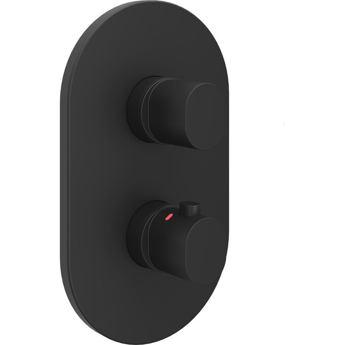 Внешняя часть смесителя скрытого монтажа с термостатом для ванны Ravak Chrome II CR II 067.20BL.O3.RB071 (X070469, черная), Цвет производителя: черный, фото 