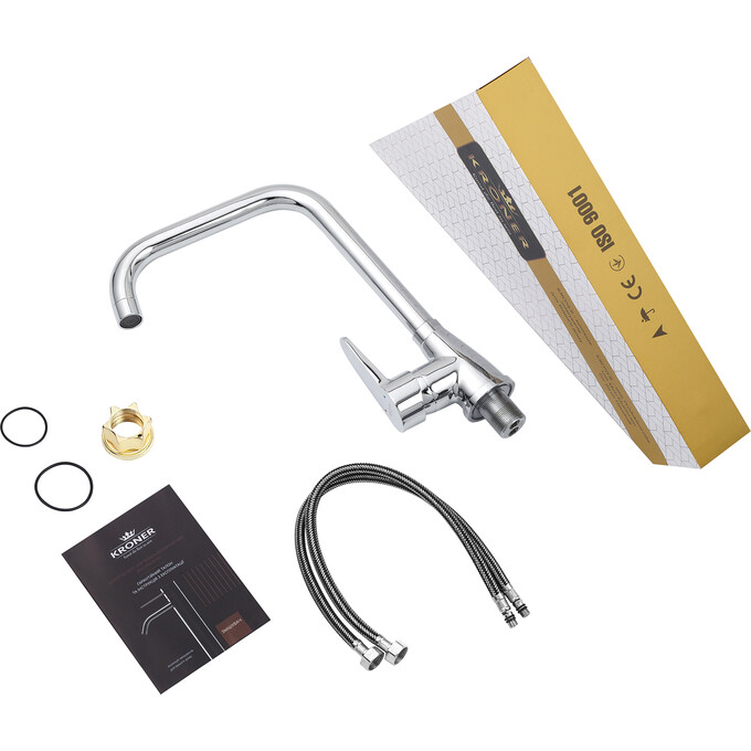 Смеситель для кухни Kroner KRM Elbe C030 (хром), Цвет производителя: хром, фото 8