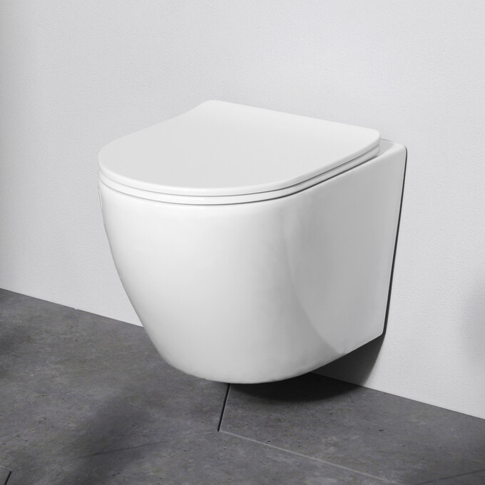 Безободковый подвесной унитаз Am.Pm Like AquaSpin CLA1900SC (воронкообразный, с сиденьем), фото 6