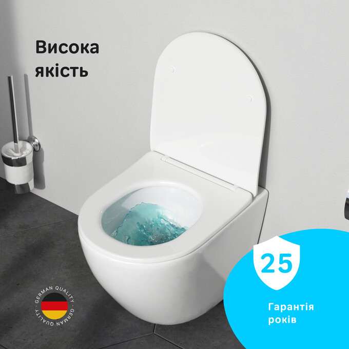 Безободковый подвесной унитаз Am.Pm Like AquaSpin CLA1900SC (воронкообразный, с сиденьем), фото 15