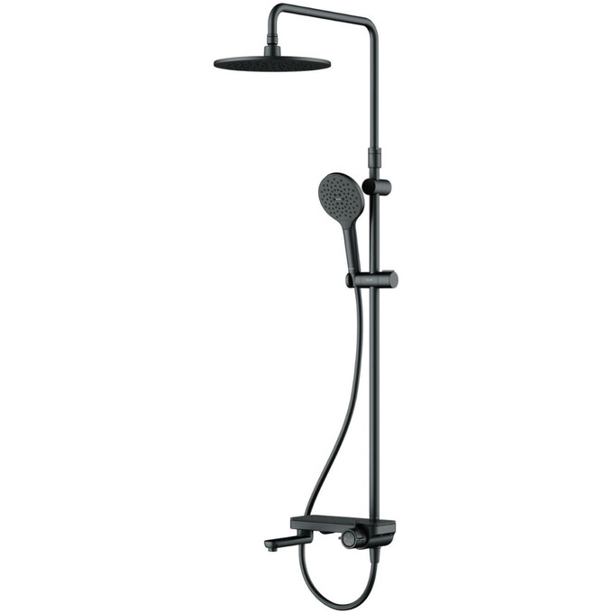 Душевая система Am.Pm Like F0780722 (черная матовая, с изливом и полочкой), Цвет производителя: черный матовый, фото 