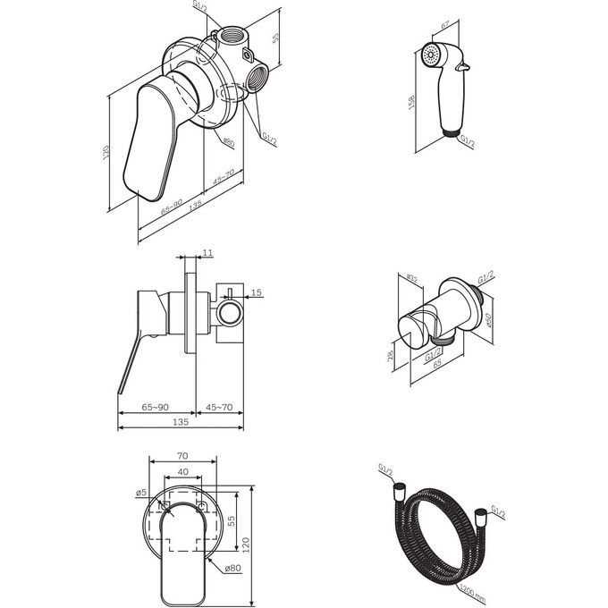 Гигиенический душ со смесителем Am.Pm X-Joy F40H85A00, фото 12