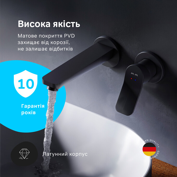 Змішувач прихованого монтажу для умивальника Am.Pm X-Joy F85A72622 (чорний матовий, внутрішня частина в комплекті), фото , изображение 9