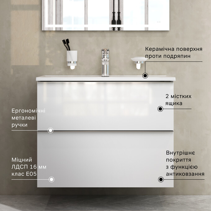 Тумба с раковиной Am.Pm X-Joy S MTA-FHX0802WG-WCC0802WG (80 см, белая глянцевая, подвесная), фото 12