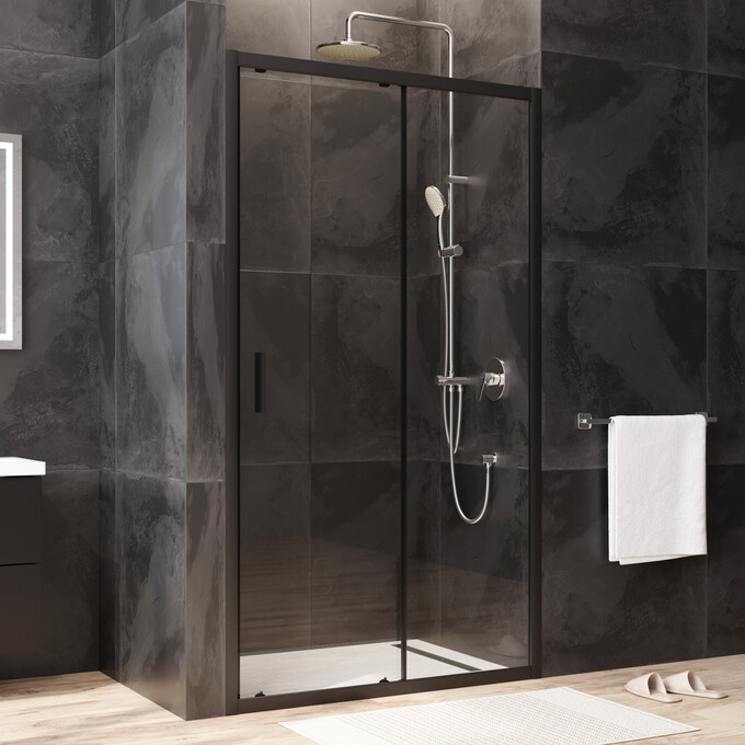 Душевая дверь Am.Pm Gem Solo Slide W90UG-110-1S-195BT (110 см, стекло прозрачное, профиль черный матовый), Доступные размеры: 110, Цвет производителя: черный матовый, фото 2