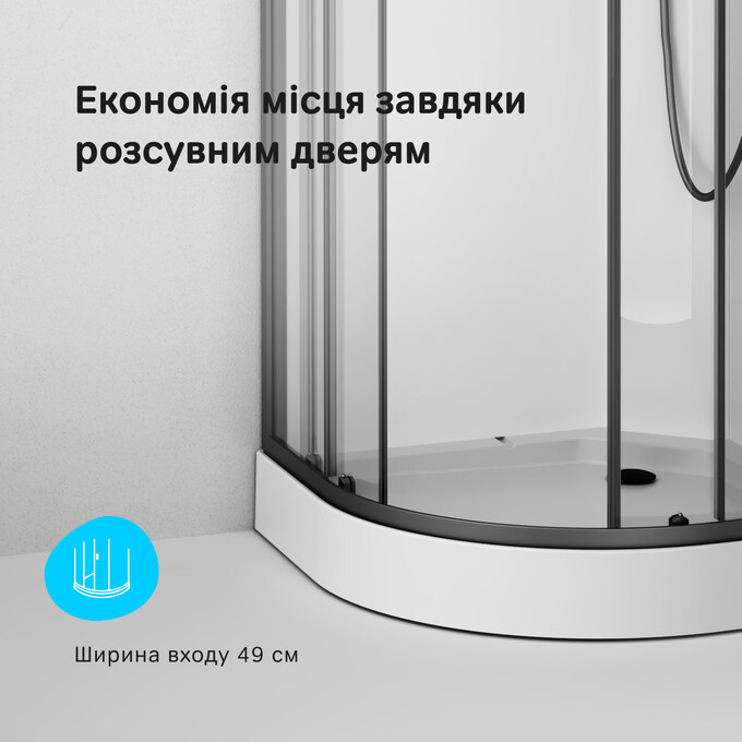 Душовий бокс Am.Pm X-Joy W94C-401-090BT (90x90 см, прозоре скло, профіль чорний матовий, з піддоном), Доступні розміри: 90 x 90, Колір виробника: чорний матовий, фото , изображение 14