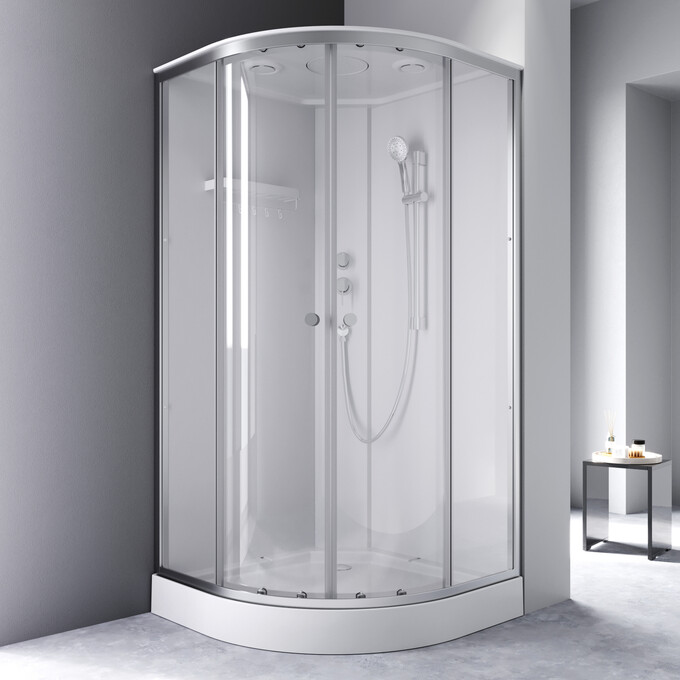 Душевой бокс Am.Pm X-Joy W94C-401-100MT (100x100 см, стекло прозрачное, профиль сатин, с поддоном), Доступные размеры: 100 x 100, Цвет производителя: сатин (хром матовый), фото 2