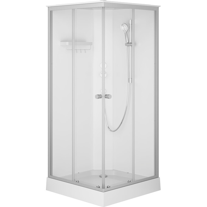 Душовий бокс Am.Pm X-Joy Square W94C-403-090MT (90x90 см, прозоре скло, профіль сатин, з піддоном), Колір виробника: сатин (хром матовий), фото 