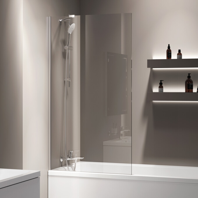 Штора на ванну Am.Pm Gem WU90BS-080-140CT (80x140 см, стекло прозрачное, профиль хром), фото 3