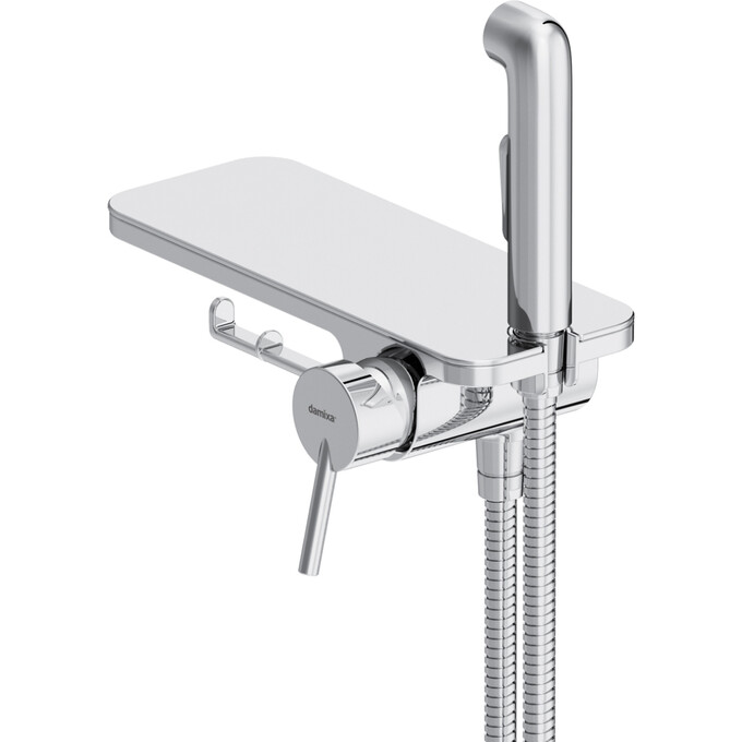 Гигиенический душ со смесителем Damixa Jupiter 773500001 (с полкой и бумагодержателем), Цвет производителя: хром, фото 