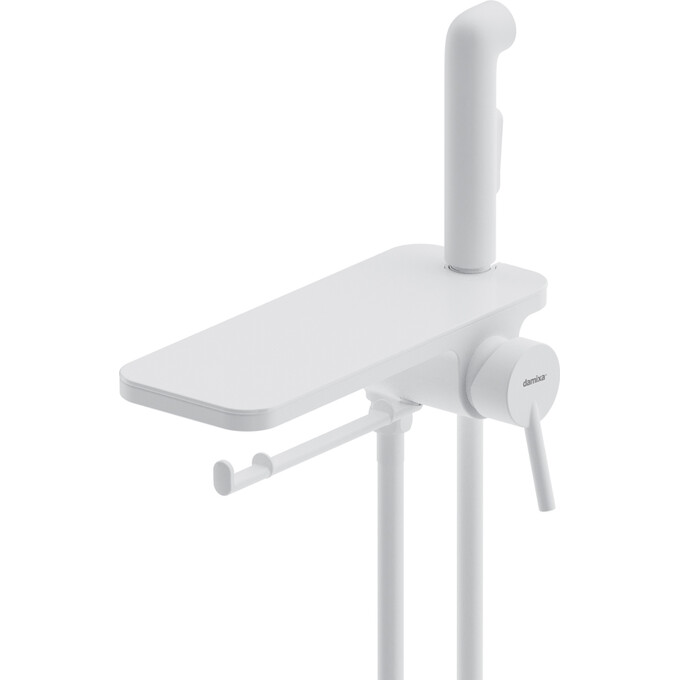 Гигиенический душ со смесителем Damixa Jupiter 773500200 (белый, с полкой и бумагодержателем), фото 