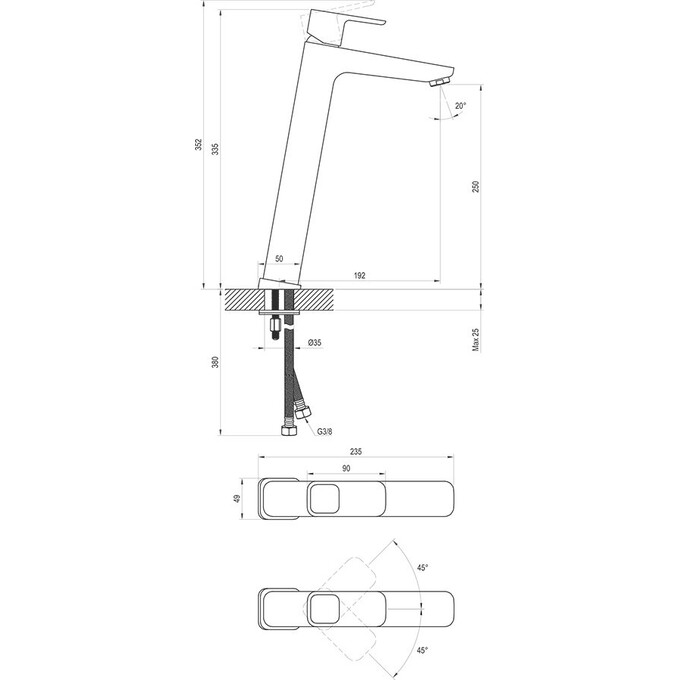 Смеситель для умывальника Ravak 10° TD 015.00 (X070091, высокий), фото 7