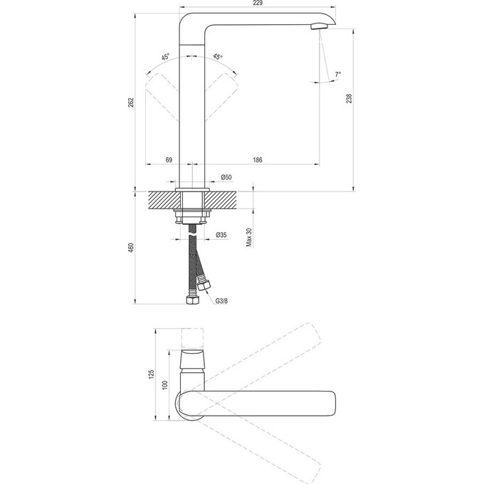 Змішувач для умивальника Ravak Flat FL 016.20 (X070174, чорний), Колір виробника: чорний, фото , изображение 4