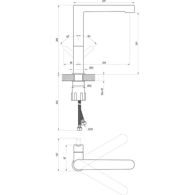 Змішувач для умивальника Ravak Puri PU 016.20BL (X070183, чорний), Колір виробника: чорний, фото , изображение 5