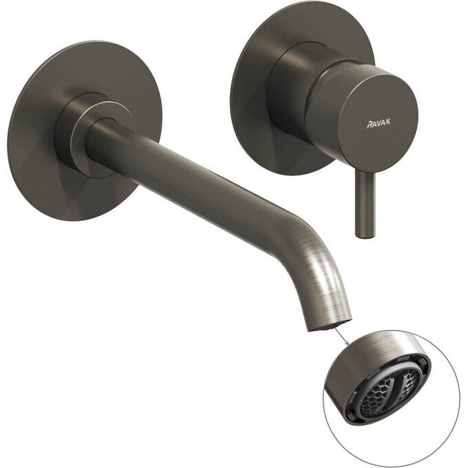 Внешняя часть смесителя скрытого монтажа для умывальника Ravak Espirit ES 019.20GB.O1.RB07B (X070315, графитовая брашированная), Цвет производителя: графит брашированный, фото 3