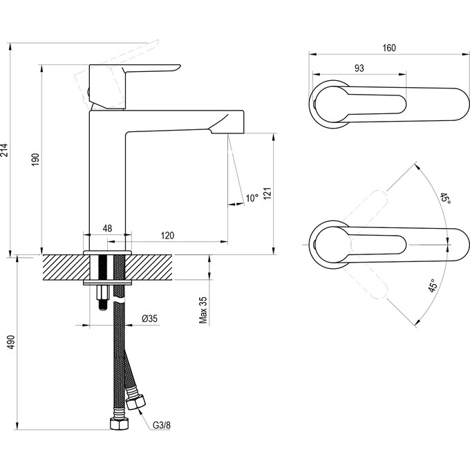 Смеситель для умывальника Ravak Puri PU 014.01CR (X070504), Цвет производителя: хром, фото 6