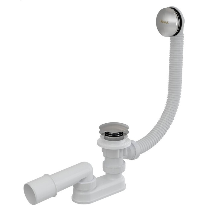 Сифон для ванны Ravak 570 C-C R/R chrome (X01377, с переливом, нажимной), Цвет производителя: хром, фото 