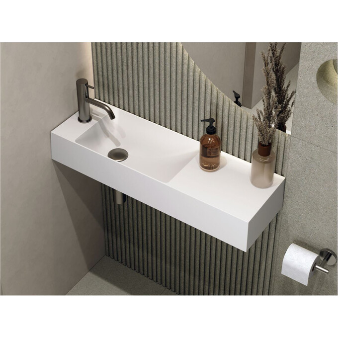 Умывальник Miraggio Shanghai L Miramarble 0000575 (80x25 см, с крылом), Доступные размеры: 80 x 25 L, фото 3