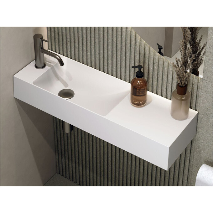 Умывальник Miraggio Shanghai L Miramarble 0000575 (80x25 см, с крылом), Доступные размеры: 80 x 25 L, фото 2