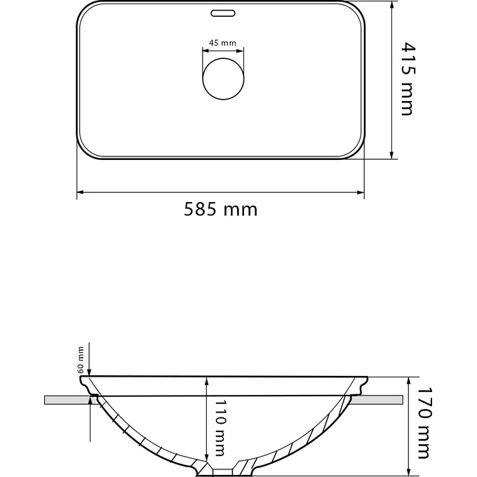 Умивальник VBI Mellitto White VBI-018018 (59x42 см), фото , изображение 5