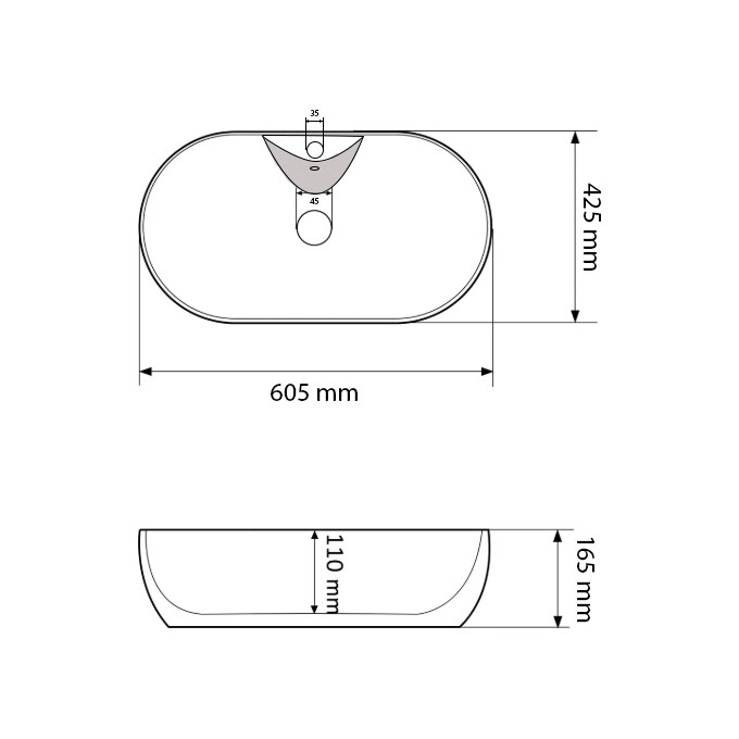 Умивальник VBI Liscia White VBI-015505 (61x43 см, чаша), фото , изображение 4