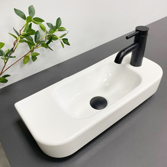 Умивальник VBI APRILIA L White VBI-015608 (51x22 см), Доступні розміри: 51 x 22 L, Колір виробника: білий, фото 