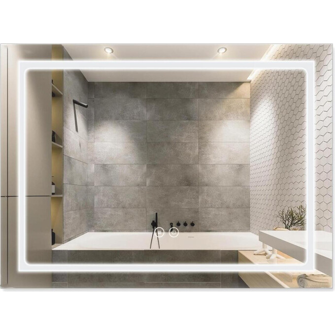 Дзеркало для ванної кімнати Qtap Mideya MI1 QT2078F904W (80x60 см, з LED підсвічуванням, антизапотіванням та димером), Доступні розміри: 80 x 60, фото 