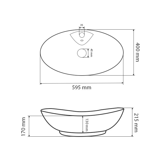Умивальник VBI Arona White VBI-012620 (60x40 см, чаша), фото , изображение 4