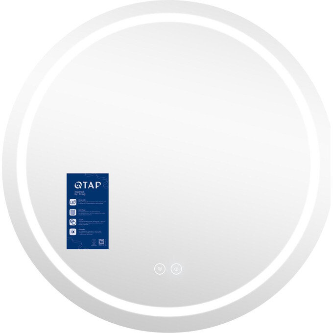 Зеркало для ванной комнаты Qtap Mideya MI6 QT2078NCR8080W (80 см, с LED подсветкой, антизапотеванием и диммером), Доступные размеры: 80, фото 3