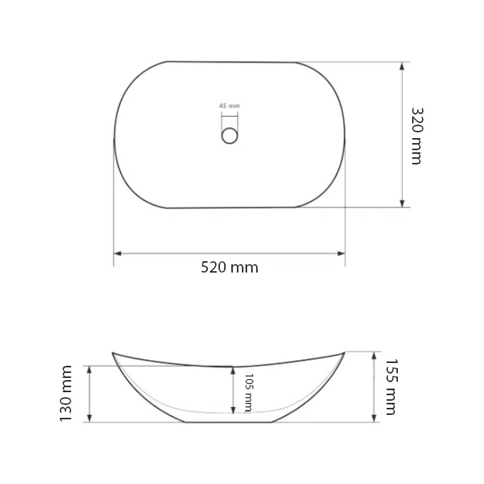 Раковина VBI Turin S White VBI-011515 (52x32 см, чаша), Доступні розміри: 52 x 32, Колір виробника: білий глянець, фото , изображение 4