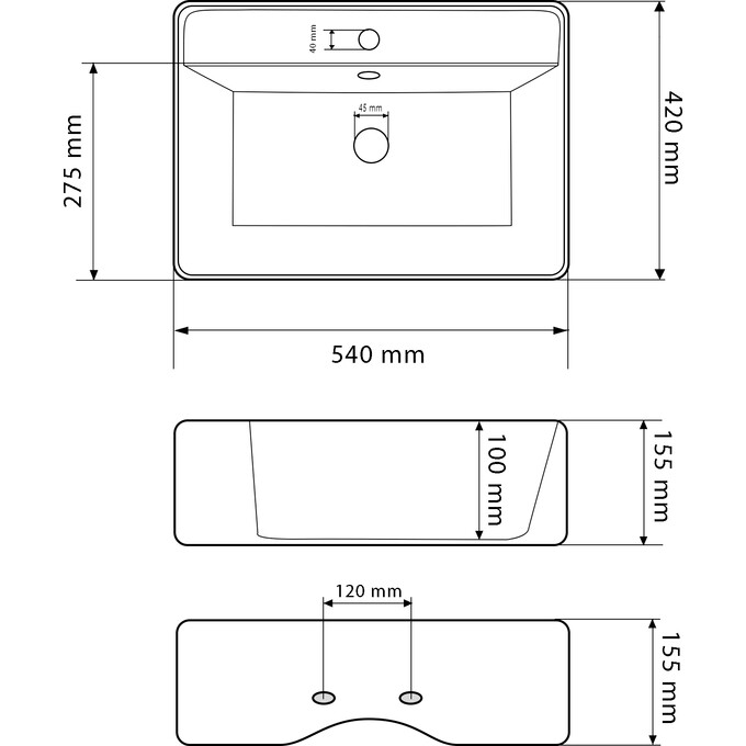 Умивальник VBI Teramo M White VBI-014701 (54x42 см), Доступні розміри: 54 x 42, Колір виробника: білий глянець, фото , изображение 4